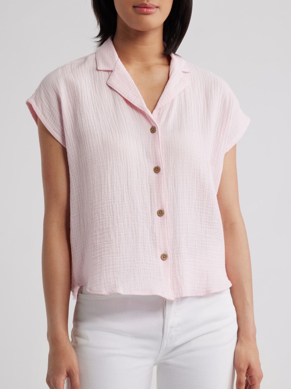 NWT beachlunchlounge Lexi Gauze Top in Pale Pink - S